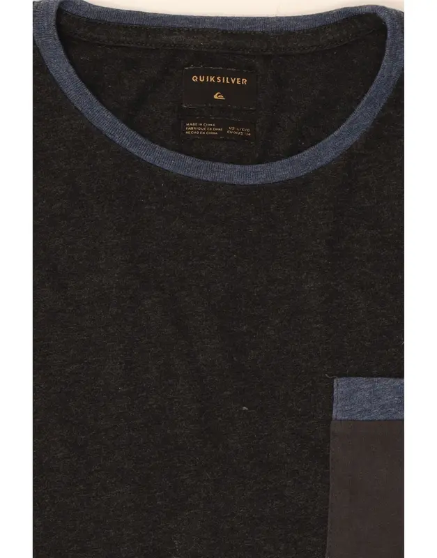 Pre-Owned Vintage QUIKSILVER Womens T-Shirt Top UK 14 Large Grey Colourblock Cotton 3