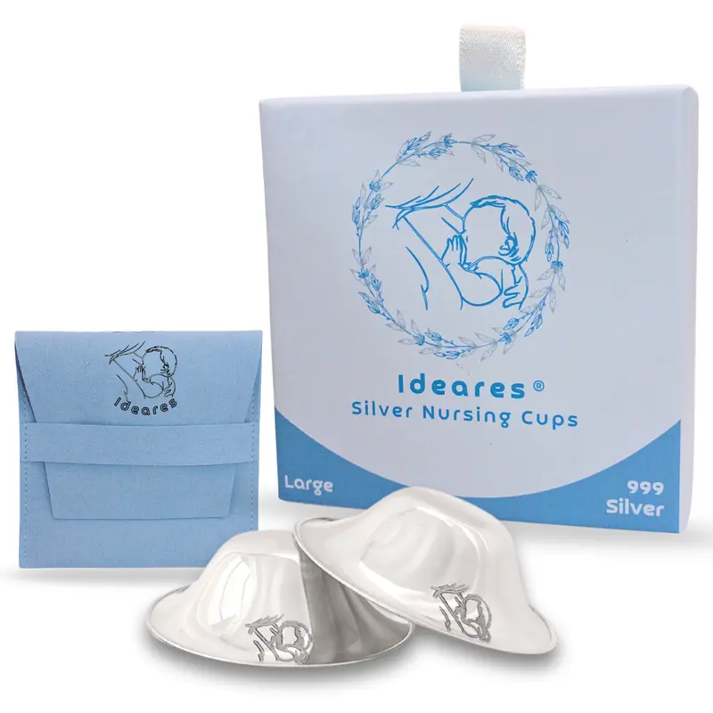 Ideares Silver Nipple Shields for Nursing Newborn, 999 Silver Nursing Cups for Breastfeeding 0