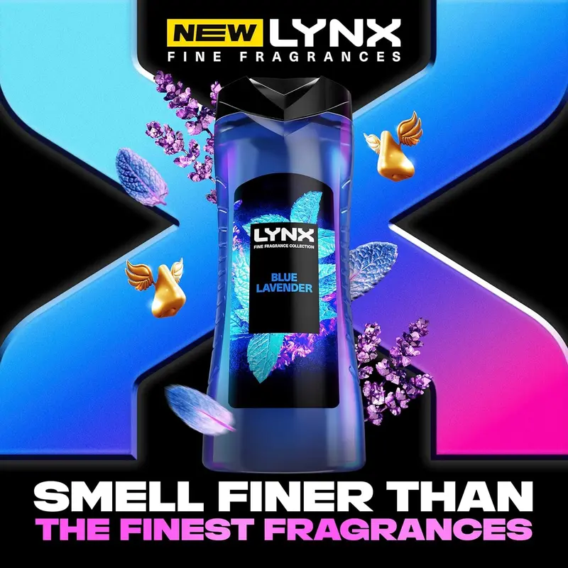 Lynx Blue Lavender Body Wash for Men 400 Ml Eucalyptus Lactic 2