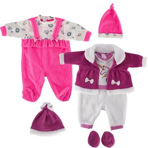 BiBi Outfits - Set of Two Doll Clothes (Hot Pink & Purple Coat) (45 cm / 18") Girls Doll Clothes with Hats Socks