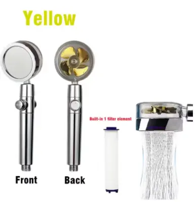 BEST 360 Degrees Rotation Turbo Fan Shower Head High Pressure Water Saving Spray Adjustable Showerhead Filters Bathroom Accessories 1