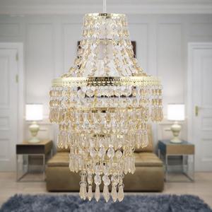 Modern Easy Fit Gold & Amber Acrylic Crystal Chandelier Style Light Shade
