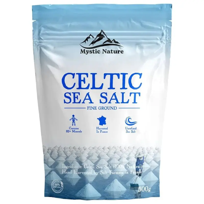 Nature Celtic Sea Salt - 500g | Fine Ground | 100% Natural Unrefined Mineral Rich Celtic Salt Crystals From France | Rich In Magnesium Calcium Potassium 0