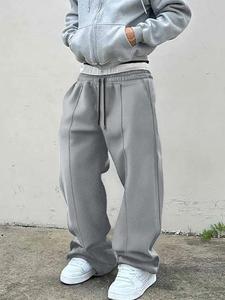 Men's Casual Loose-Fit Drawstring Waistband Jogger Pants, Thick Fabric, Fall & Winter Wear, Stylish Design, Unisex Sportswear