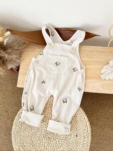 Baby's Floral Embroidery Overalls, Cute Cozy Comfy Sleeveless Jumpsuit for Infant Toddler Kids, Newborn Baby Clothes for Spring & Fall, Baby Clothes Girl