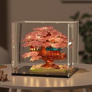 Cherry Blossom Treehouse Building Blocks Toy, Mini Cherry Blossom Tree Building Blocks Toy, Creative Display Ornament for Home Office Desk, Brick