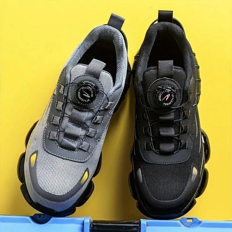 Unisex Professional Steel Toe & Puncture Proof Work Boots, Comfy Non Slip Cushioned Shock Absorption Safety Shoes, Men's Outdoor Footwear