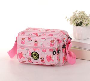 Woman Season Design Crinkle Nylon Small Zipped Pockets Cross Body Shoulder Bag