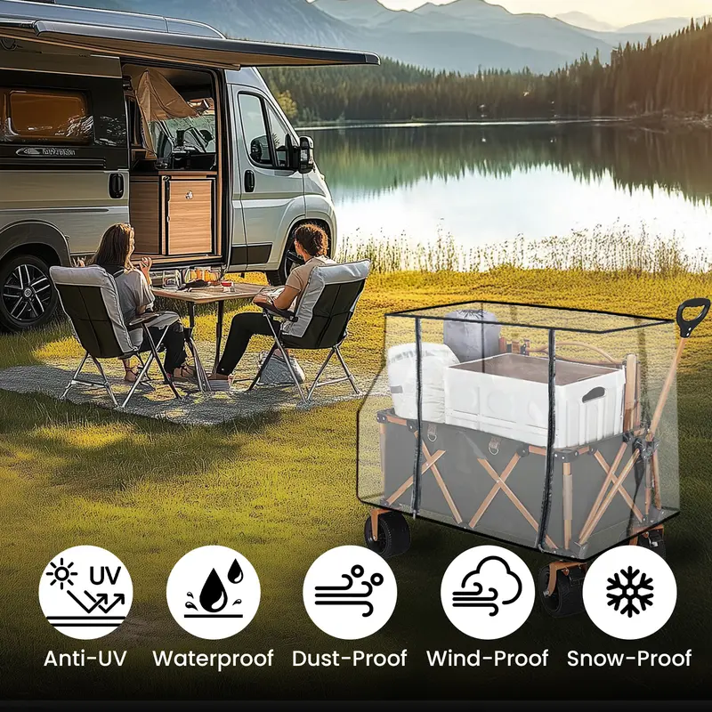 Clear Folding Trolley Cart Rain Cover for Camping - Folding Wagon Rain Cover 2