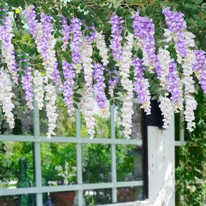 Artificial Wisteria Vine Silk Flower Garland for Home Garden Wedding Arch Decor DJ141