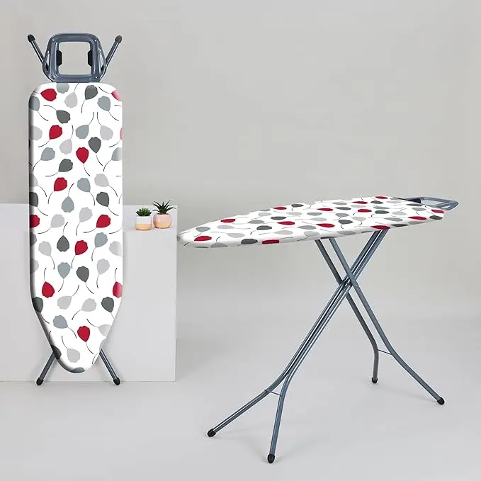 Easy Fit Ironing Board Cover, Ironing Board Covers 115 x 38 cm, Elasticated & Thick Felt Backing, Washing Machine Save, Made in the UK, Red Tulip