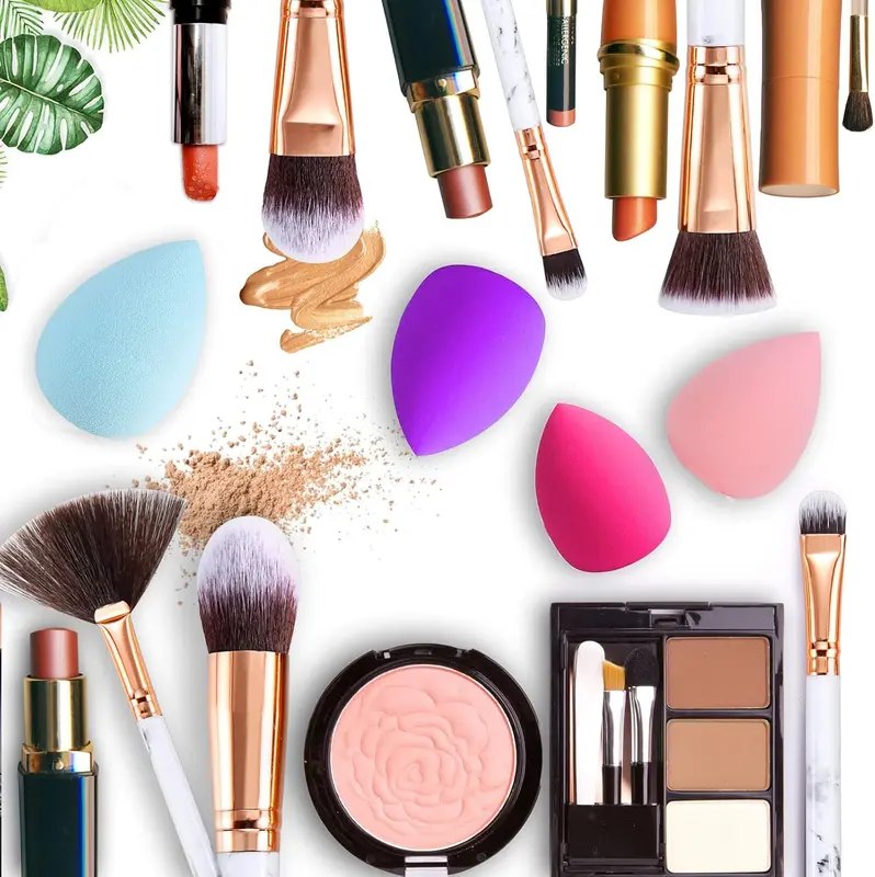 Makeup Brushes  15PCs Marble Makeup Brush Set Premium Synthetic Kabuki Powder Blush Contour Foundation Concealer Eyeshadow Brushes with Makeup Sponge 4