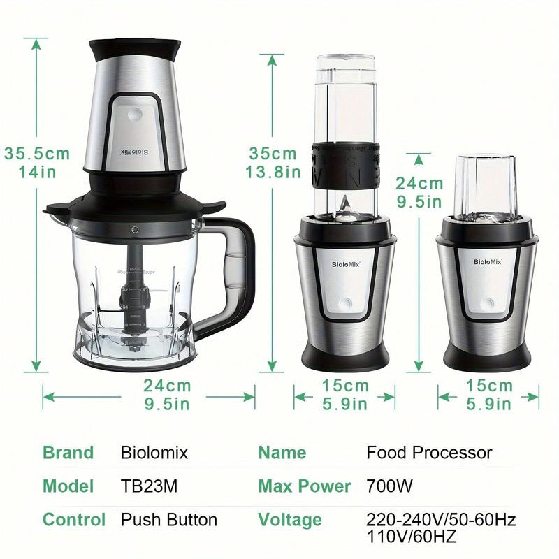 [blenders kitchen] 3-In-1 Multifunctional Food Processor 700W Portable Juicer For Baby, Blender Personal Smoothie Mixer Food Chopper 1