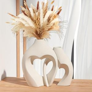 Creative Heart Shaped Resin Vase, 1 Set Modern Art Desktop Vase, Flower Arrangement Vase for Home Office Dormitory Dining Room Decor, Home Decor Accessory, Decorative Vase, Dining Table Centerpiece