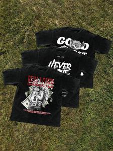 Men's Letter & Floral & Heart Print Round Neck Tee, Loose Casual Short Sleeve T-shirt for Summer, Men's Top for Daily Wear, Tropical