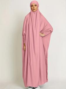 Modest Plain Shirred Knot Hooded Kaftan, Closed Abaya,  Kaftan Dress, Comfort Batwing Sleeve Long Dress, Abaya Clothes Womenswear, Summer Clothing