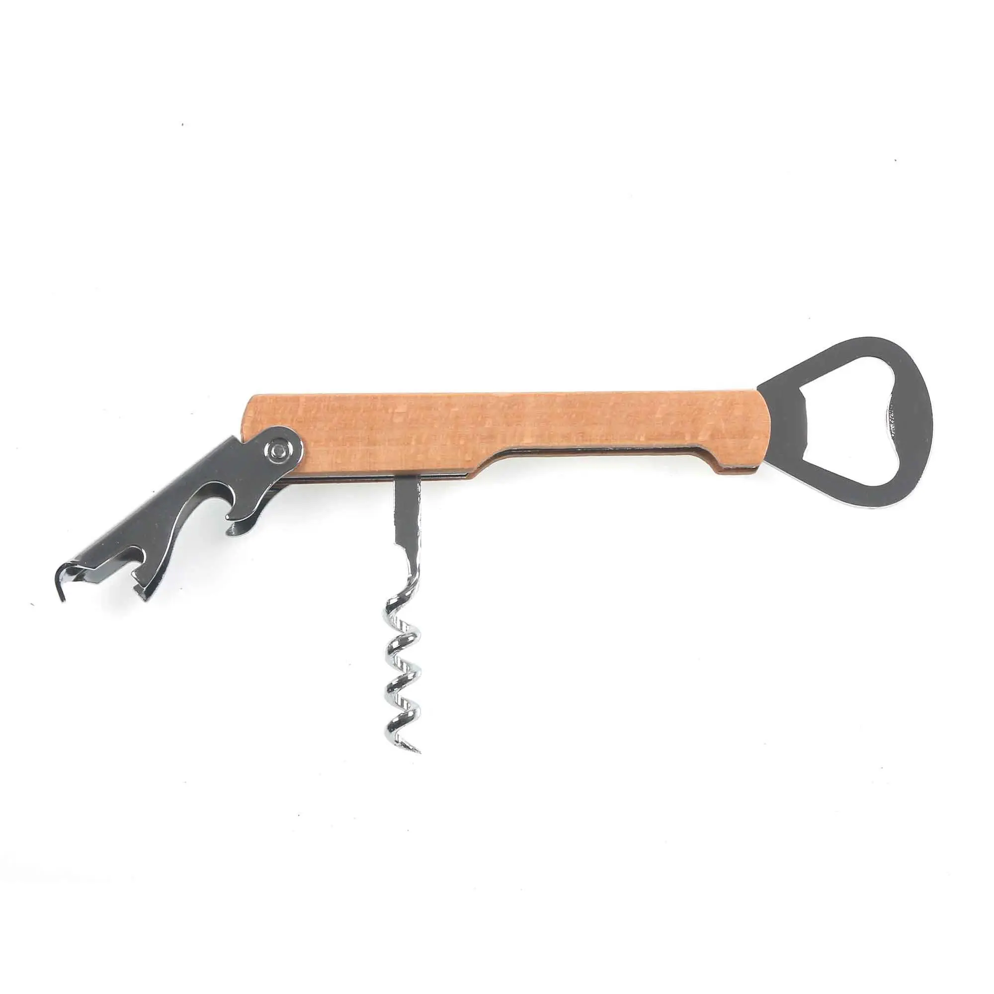 Personalised Wine Corkscrew and Bottle opener with beech wood handle  cap remover