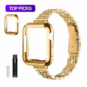 Watch Band with Watch Case (Band & Case Only), Stainless Steel Smartwatch Strap with Watch Case, Smart Watch Accessories Compatible with Apple Watch 9/8/7/6/5/4/3/2/1/SE/SE2 #TOP PICKS