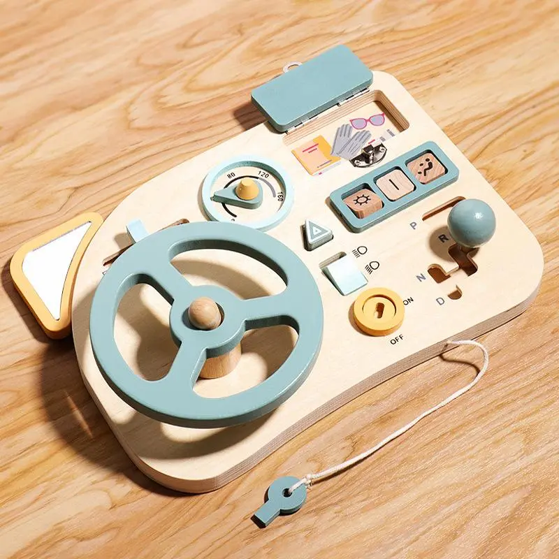 Early Childhood Education Wooden Steering Wheel Toys Parent-child Interaction Learning Driving Puzzle Toys Early Learning Aids 3