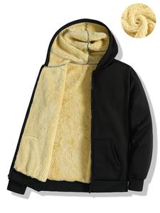 Men's Solid Color Thermal Lined Hoodie, Casual Loose Long Sleeve Zip Up Hooded Jacket for Fall & Winter, Men's Clothes for Daily Wear