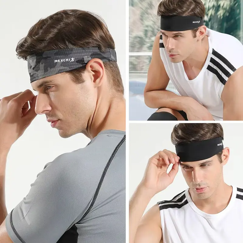 Sports Headband for Men, Outdoor Cycling, Ice Silk, Breathable Fitness, Running, Basketball, Sweat Wicking and Absorbent He Q5J6 2
