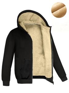 Men's Regular Fit Solid Pocket Zip Up Hooded Jacket, Casual Long Sleeve Thermal Lined Outerwear for Fall & Winter, Men's Clothes for Daily Wear