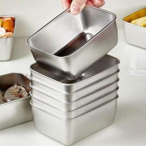 Stainless Steel Food Storage Box with Lid, 3/6 Counts Portable Food Storage Container, Rectangular Food Storage Box for Home Kitchen Office Outdoor Picnic Barbecue