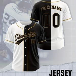 Custom Men's Baseball Jersey - Personalized Name & Number, Comfort Fit, Classic Black & White Design for Sports Training