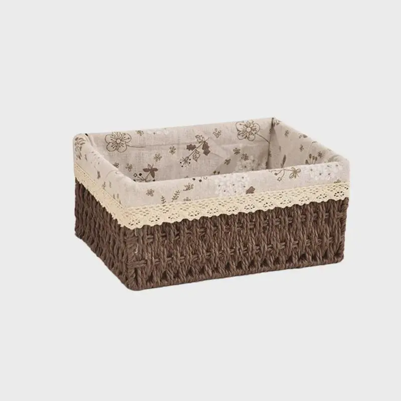Woven Rattan Storage Basket with Lid, Handmade Sundries Organizer for Food, Books, Snacks, and Picnic Use 6