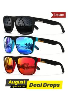 Unisex Sporty Minimalist Tinted Lens Polarized Vacation Sunglasses, Trendy Beach Eyewear, Summer Travel Accessories, Casual Square Frame Sunglasses for Everyday Use, Fashion Accessories for Outdoor Activities