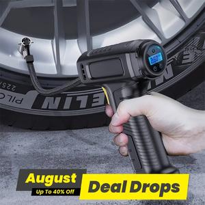 Digital Display Wireless/wired Vehicle Tire Inflator, Car Tire Air Compressor, Handheld Tire Air Pump with LED Light for Car Moto Bicycle Tire, Portable Tire Inflator, Automotive Tire Inflator, Cordless Tire Inflator, Tire Pressure Monitor