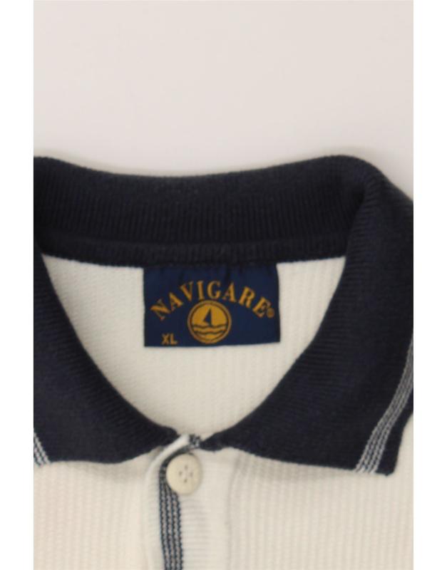 Pre-Owned Vintage NAVIGARE Mens Polo Neck Jumper Sweater XL White Cotton 3
