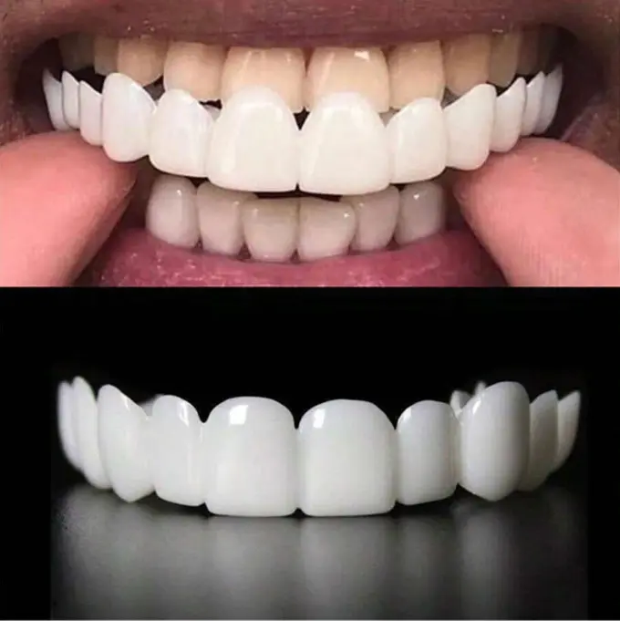 4Pcs/SetTemporary Teeth Set, Perfectly Cover, Durable Plastic Veneer Teeth Covers Halloween Makeup Decor