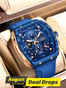 Men's Sporty Waterproof Quartz Watch, Fashionable Luminous Modern Trendy Watch with Calendar Display for Party, Daily Clothing Decor, Trendy All-match & Exquisite Fashionable Wristwatch for Gift with Box