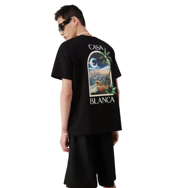 Casablanca "Casablanca Avenida T-Shirt" Casual Short Sleeve Crewneck T-Shirt for Summer, Fashion Men's Top For Daily Wear Casual Short Sleeve Round Neck T-Shirt for Daily Wear, Ladies Clothes for All Seasons, Clothes for Women 2