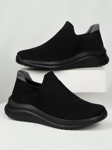 Men's Solid Breathable Mesh Slip on Sneakers, Athletic Running Training Footwear, Casual Comfortable Lightweight Sports Shoes, Male All-match Round Toe Shoes for Daily Wear, Workout Sneakers