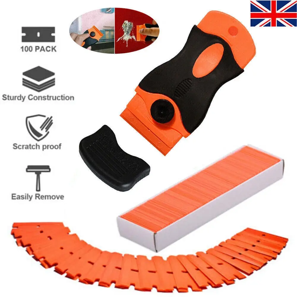 10-100 Pcs Plastic Scraper Razor Blades Auto Decals Stickers Remover No Scratch