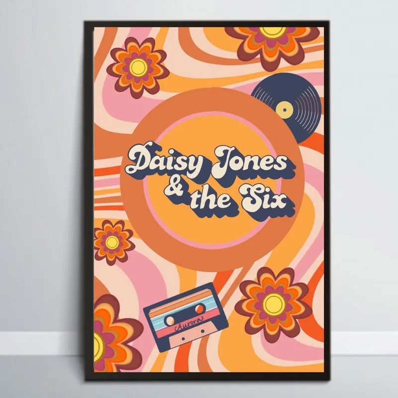 Daisy Jones and the Six Taylor Jenkins Reid reader booktok book  print A4 A5 A3 art poster & The Seven Husbands of Evelyn Hugo tv show 70’s Decor Outdoors Water Proof Photo Wall Ornaments 0