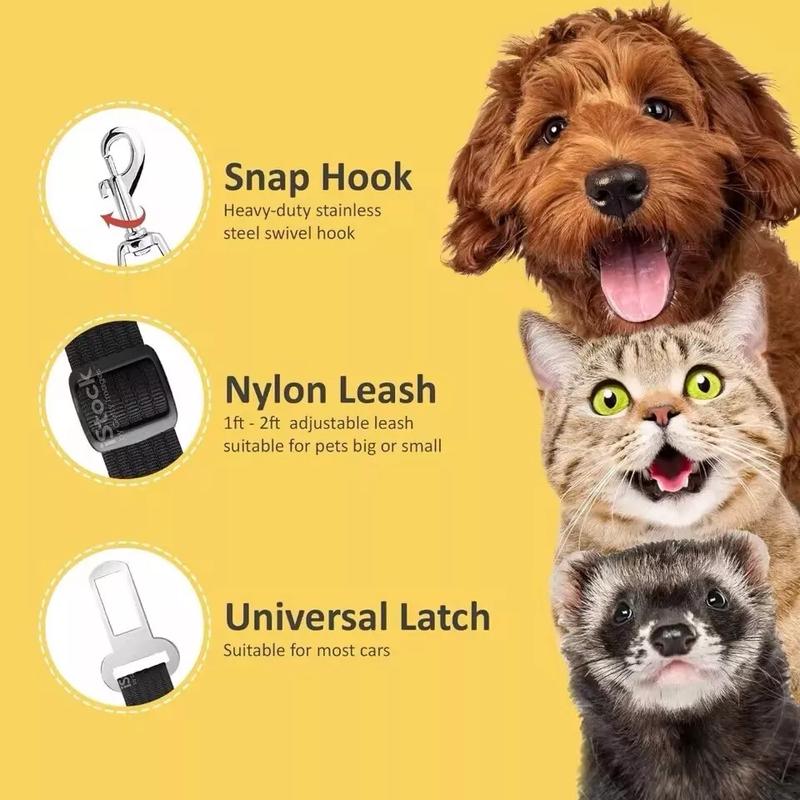 Pet Dog Adjustable Travel Seat Belt Car Safety Harness for Dogs, Crash Tested Dog Seat Belt Lead and Restraint Strap, Secure and Comfortable Car Travel Accessory for Small Medium Large Dogs, Puppy Car Seat Belt, Nylon Dog Car Harness, Dog Travel Gear 4