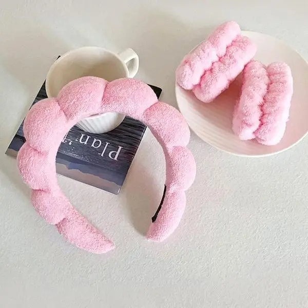 Women's Cute Fashion Fluffy Hair Hoop & Wristbands with Moisture Absorption Function, Gifts for Girlfriend, Casual Trendy Hair Accessories Set with Ruched Design for Women & Girls hairband 4