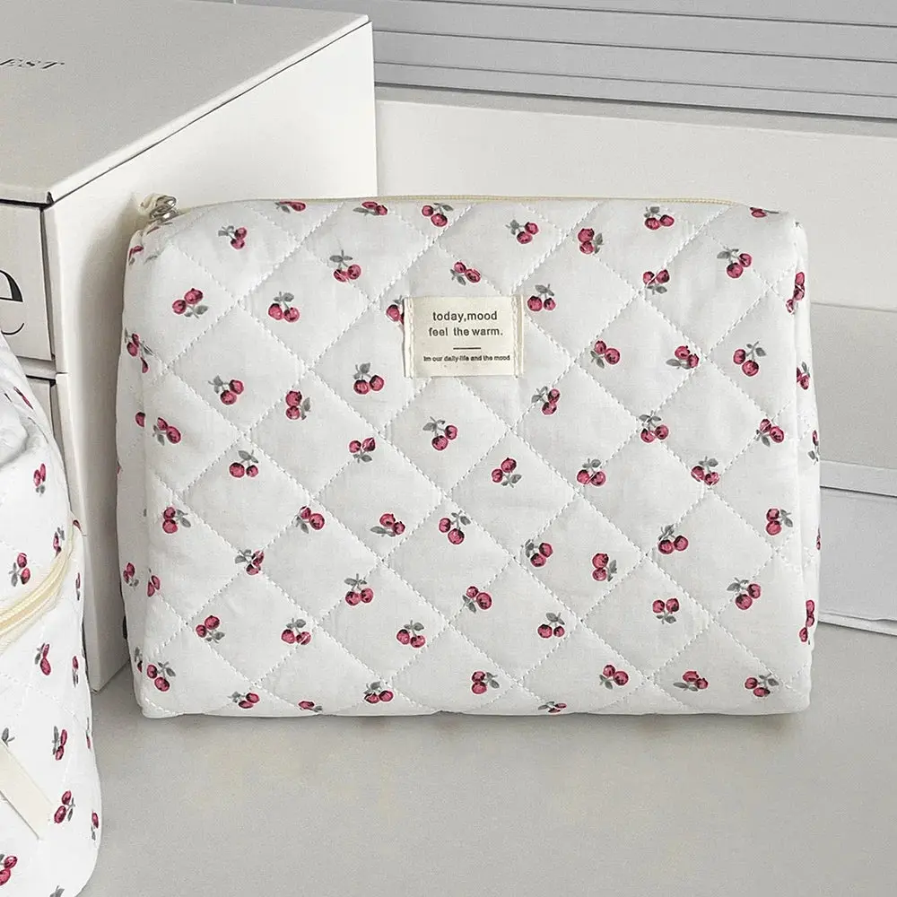Fashion Cherry Tote Makeup Bag – Cute, Quilted & Portable!