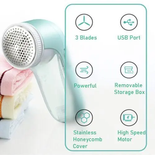 Electric Lint Remover Clothes Bobble Fluff Shaver Debobbler USB Operated 8
