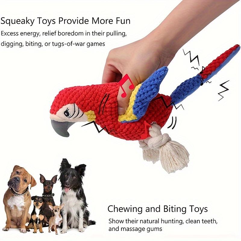 Good Oasis  Red Plush Dog Chew Toy in the Shape of a Parrot, Equipped with Sound Effects for Effective Teeth Cleaning. 5