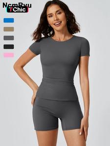 Women Naked Feeling Yoga Set High Elastic Gym Sportswear Sport Top Hight Waist Short Suit Fitness Workout Short Tight Suit, Women Workout Clothes, Yoga Tracksuit Set