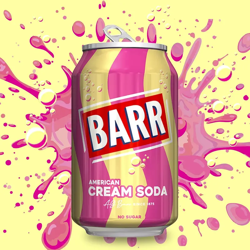 BARR since 1875, 24 Pack American Cream Soda, Zero No Sugar Sparkling Soft Drink with a Creamy Taste of American Cream Soda, "Fizzingly Fun" - 24 x 330ml Cans Beverage 5