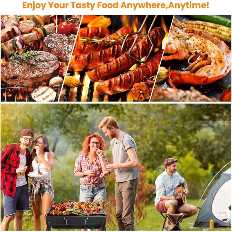 Barbecue Grill Portable, Charcoal Barbecues, Stainless Steel BBQ, Desk Tabletop Outdoor Barbecue Grill, Charcoal BBQ Pit Grill for Picnic Garden Camping Travel (20.47''x11.61''x8.74'') Foldable Traditional Small 1