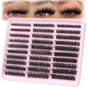 False Eyelashes Kit Set, 300pcs/box Natural Eyelash Extensions, Self Grafting Curl Eyelashes for Women, Eyelash Falsies, Eyelash Enhancing, Lash Clusters Kit, Cosmetic, Diy Eyelash Extensions Bottom Lash Clusters, Individual Eyelash Bundles