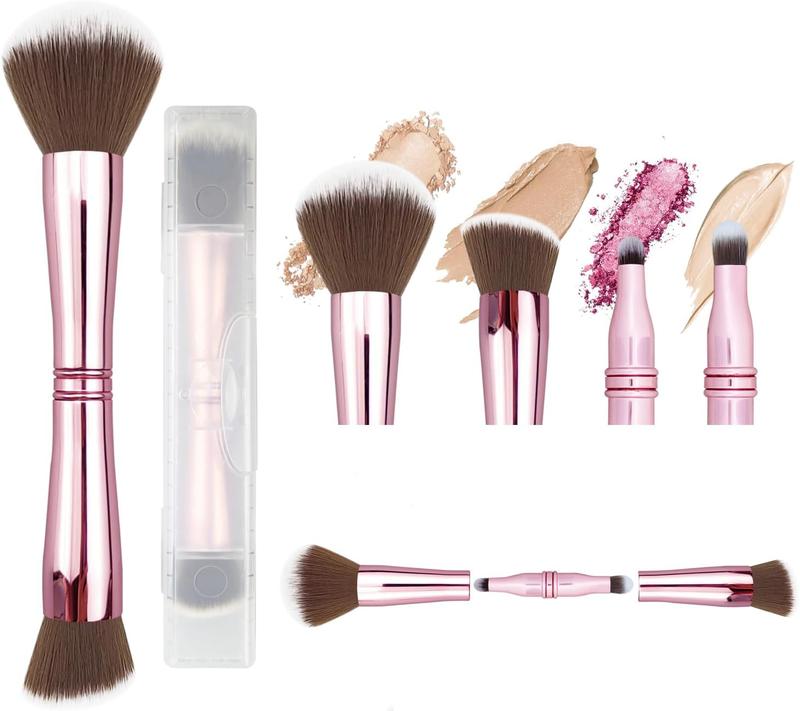 4 in-1 Makeup Brush Set, Foundation Brush,Blush Brush,Eyeshadow Brush,Powder Brush,Concealer Brush All-in-One Travel Makeup Brushes Double Ended Makeup Brush for Foundation, Concealer, and Powder 0