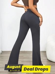 Women's High Waist Rib Flares Leg Leggings, Basic Comfort Comfy Leggings Legs Bell Bottom Skinny Pants for Gym Daily Wear, Bootcut Yoga Pants, Pants for Women, Womenswear, Gym Leggings, Flared Yoga Pants, Fitness Gym Tights Clothes, Gym Sportswear Bottoms