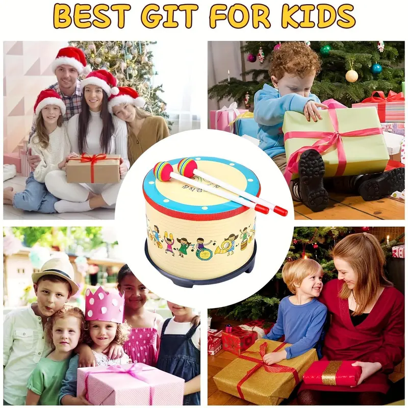 [Colorful Floor Tom Drum] Colorful 8-Inch Floor Tom Drum - 1pc with 2 Mallets - Music Percussion Instrument for Youngsters - Ideal Christmas Birthday Gift 7